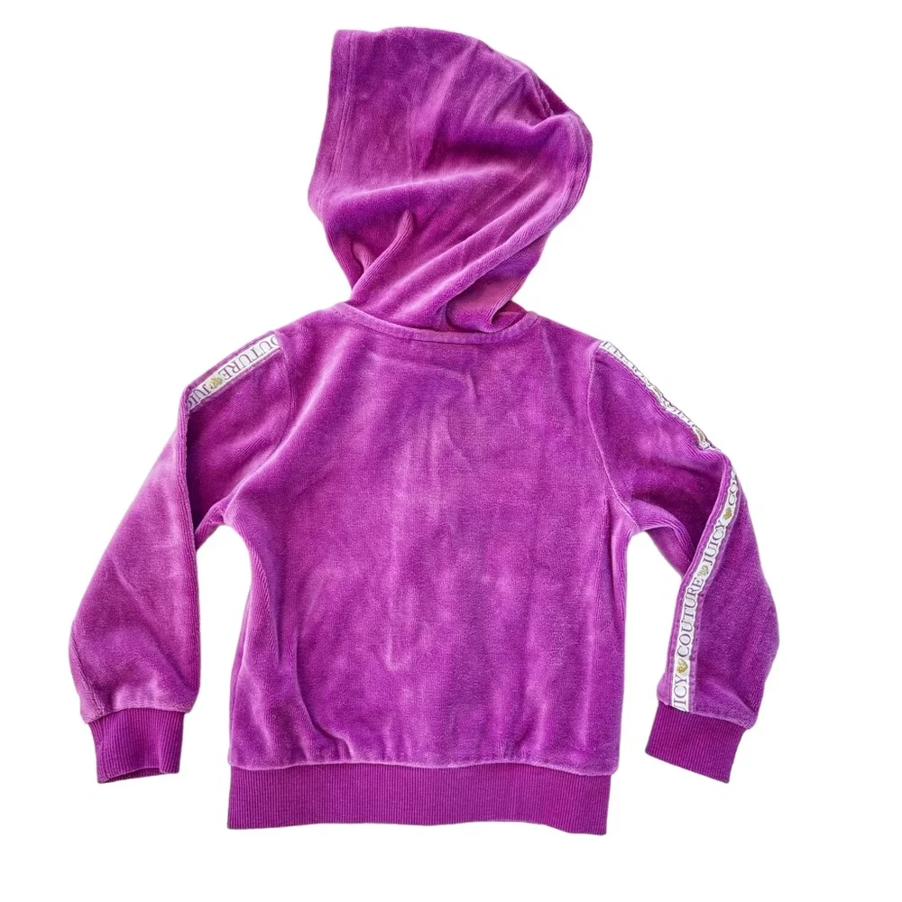 Juicy Couture Velour Y2K Hoodie Track Jacket Girls 2T Purple Gold Kids